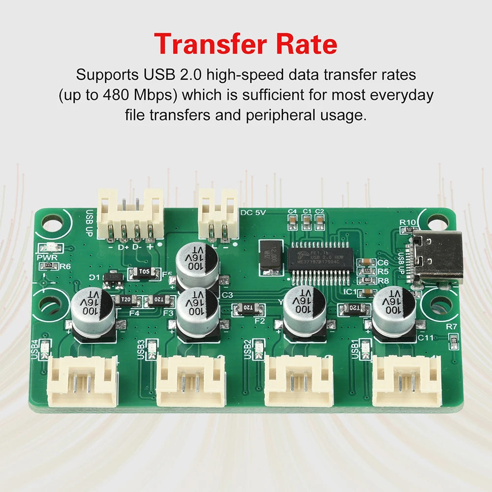 1 to 4 Port HUB Module USB 2.0 Free Drive USB Splitter Electronic Development Expansion Board XH2.54 PH2.0 DC 5V Oasis Select