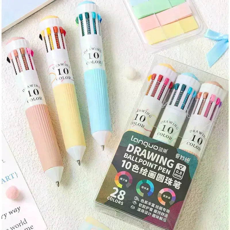 28 Color Ballpoint Pen 0.8mm Soft Grip Press Multicolor Writing Pen For Drawing School Supplies Stationery Oasis Select