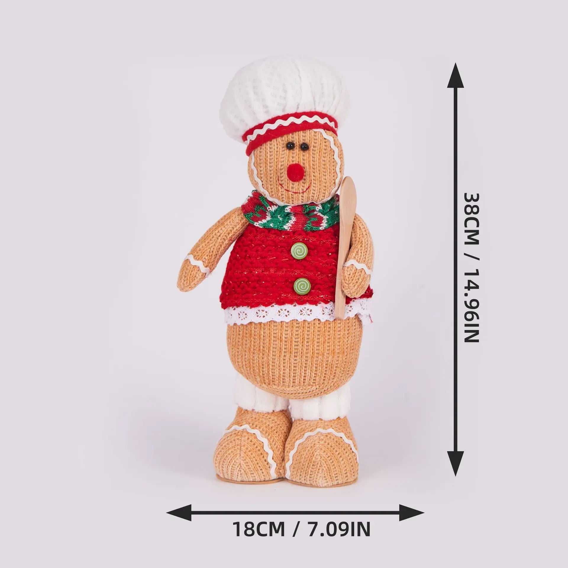 Christmas Gingerbread Man Standing Figure Christmas Couple Chef Hat Dwarf Doll Window Decoration Oasis Select Women 38x18cm