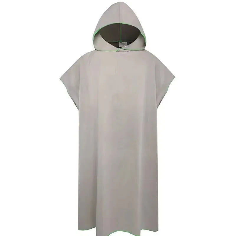 Microfiber Hooded Swim Robe Wearable Towel Bathrobe for Adult Beach Pool Quick Dry Absorbent Wrap with Pocket Oasis Select Grey