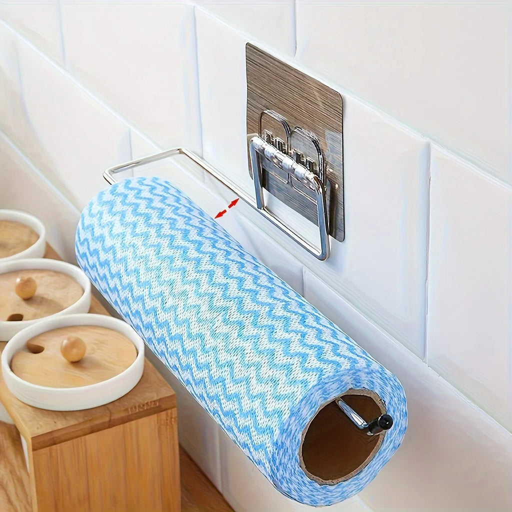 Paper Roll Holder Towel Rack Cling Film Storage Rack Bathroom No Punching Storage Rack Hanging Shelf Kitchen Tissue Accessories Oasis Select