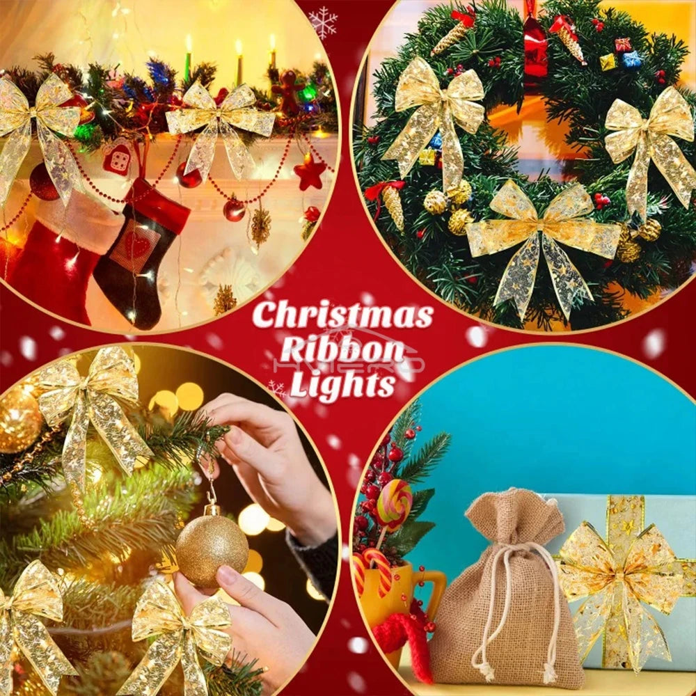 Gold Ribbon LED Fairy Lights 10m – Warm White Christmas String