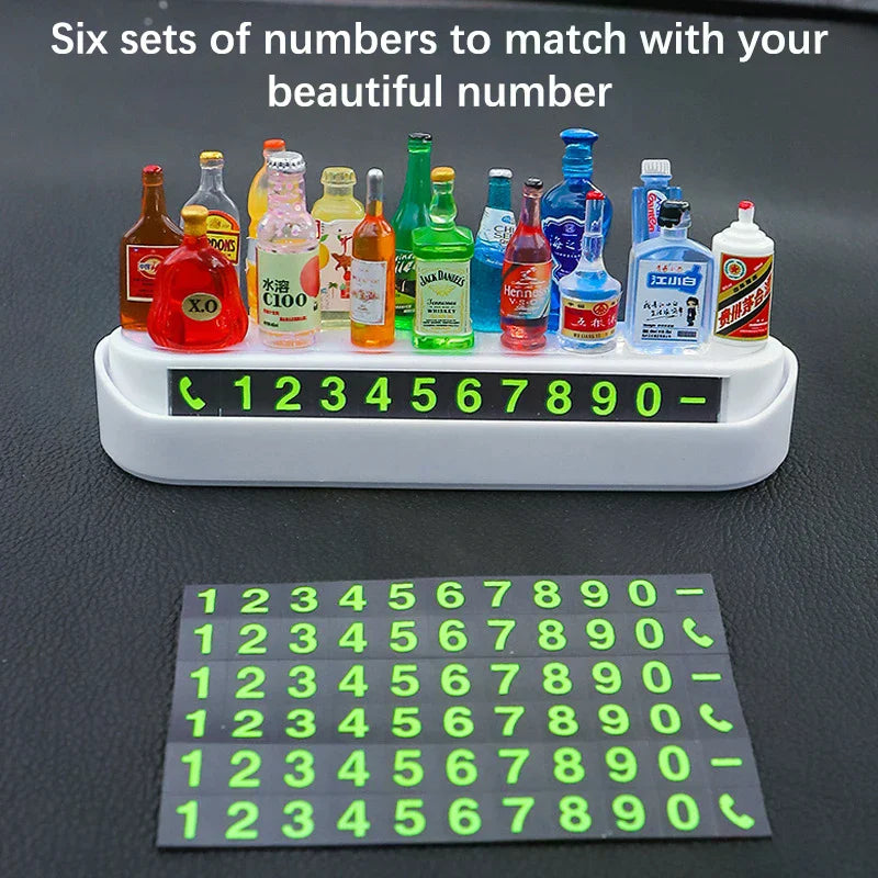 Chic Vehicle Short-term Parking Display with 15 Random Wine Bottles DIY Movement Contact Number Plate Change Parking License Oasis Select