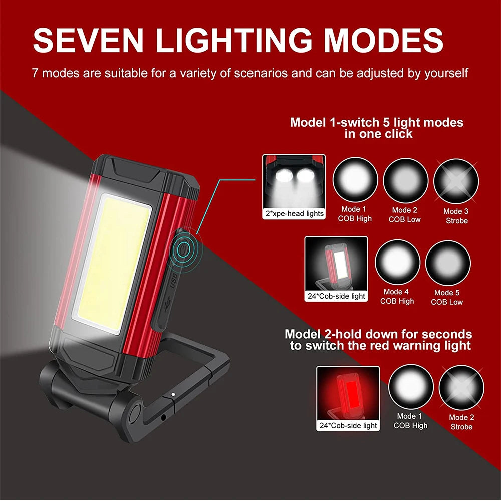 LED Work Light Portable Auto Repair Light Emergency Light COB LED Work Lamp Flashlight with Magnetic Base/Hook Oasis Select