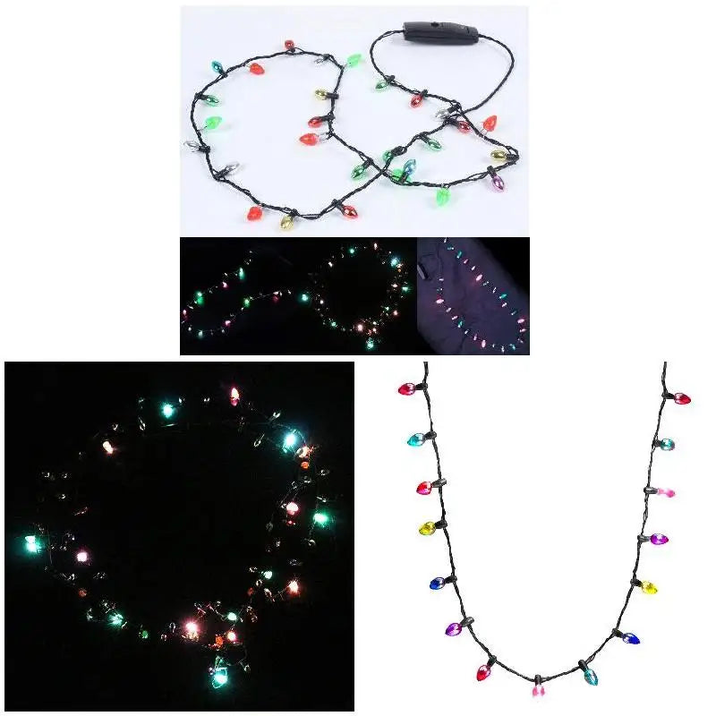 LED Flashing Christmas Light Necklace | 8 Bulbs, 3 Modes