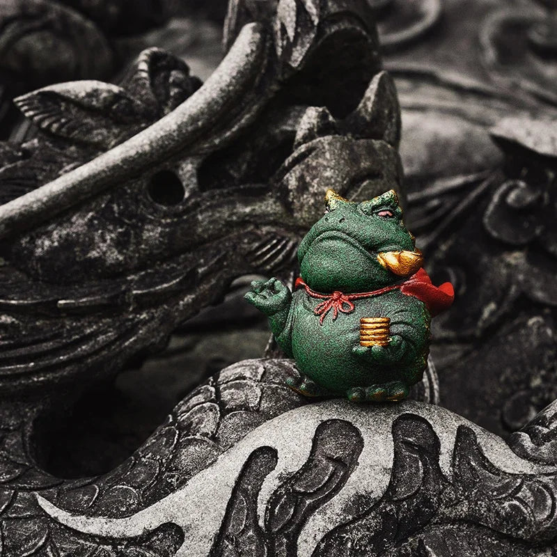 Chinese Style Golden Toad Tea Pet Decoration Boutique Tea Set Accessories Tea Table Golden Cicada Fortune Ornaments Oasis Select