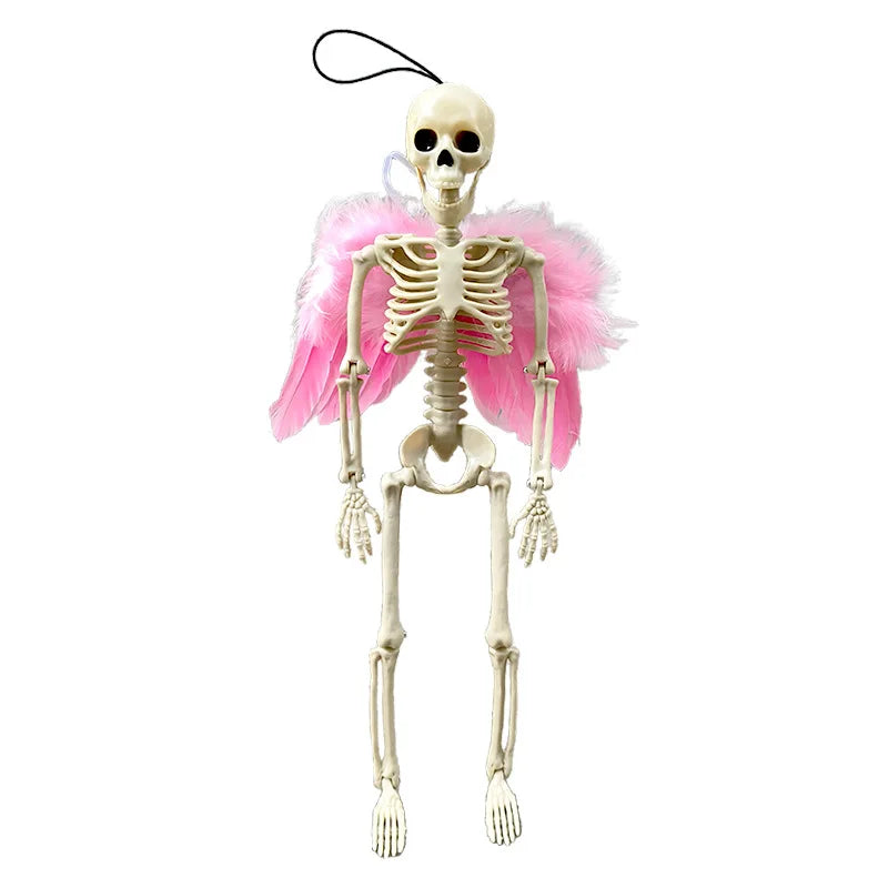 Halloween Skeleton 60cm Artificial Human Body Plastic Skeleton Decoration Haunted House Holiday Scene Layout Props Oasis Select 40cm pink