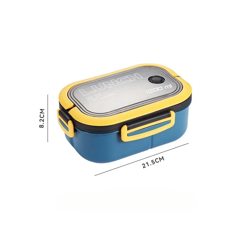 Single Double Layer Lunch Box Portable Compartment Food Container Microwave Safe with Fork Spoon Picnic Fresh Meal Box Oasis Select blue