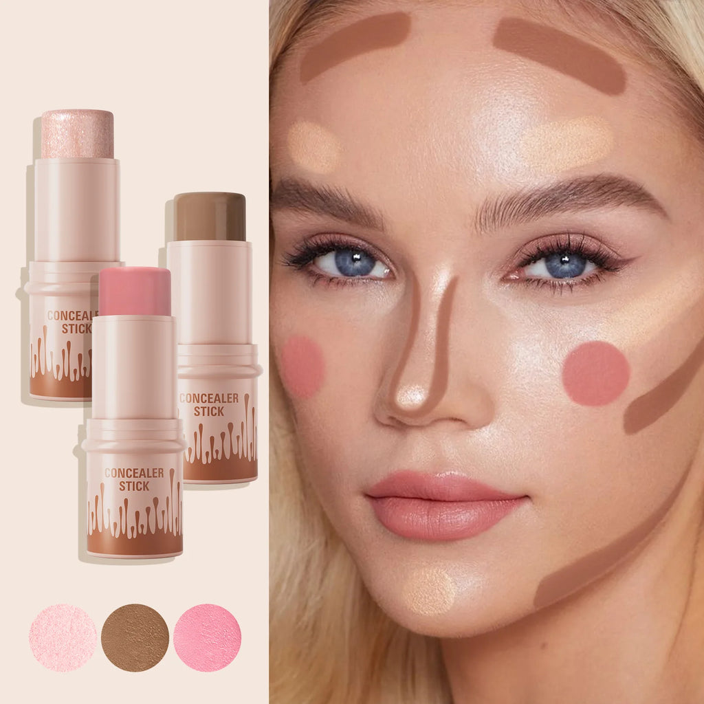 3-Piece Cream Contour Set – Contour, Highlight & Blush Sticks