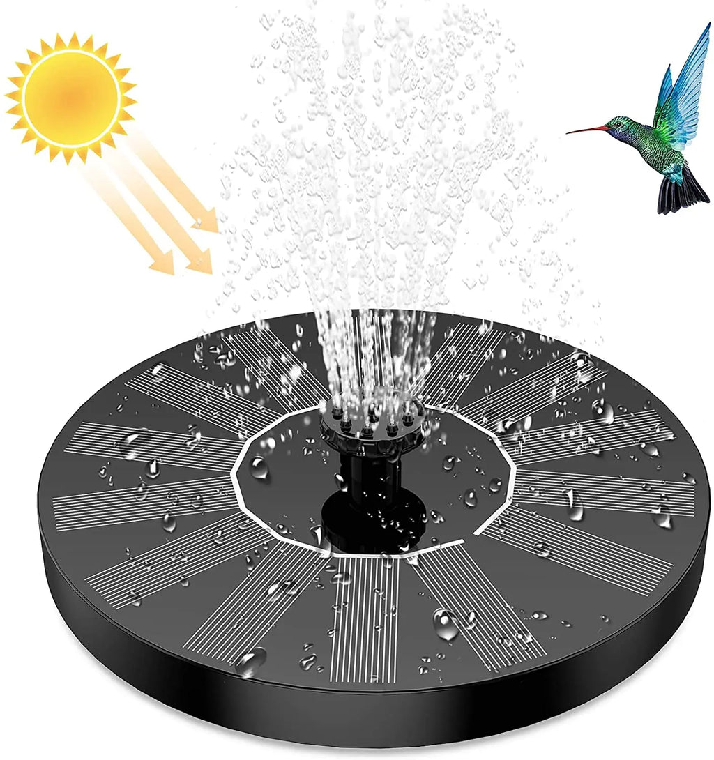 1.5W Solar Fountain Pump, with 6 nozzles Solar Bird Bath Fountain, Water Pump Floating Fountains Suitable for Ponds Oasis Select 1.5W