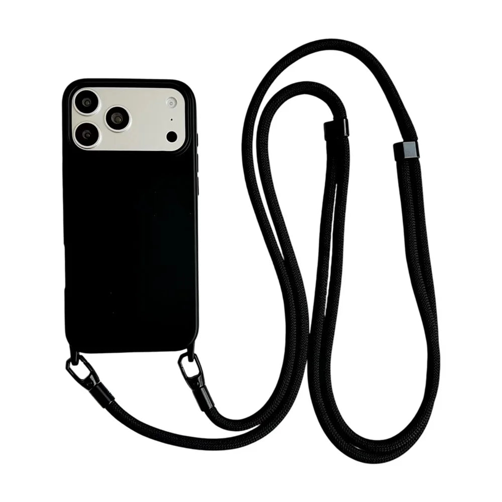 Solid Color Phone Case With Hanging Rope Can Be Slung Diagonally For Iphone 17Promax 17Air 16 Promax 15 14 13 17 Pro Shockproof Oasis Select