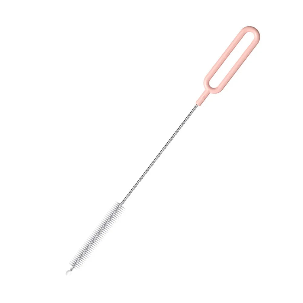 Stainless Steel Nylon Brushes Household Reusable Baby Bottle Cleaner with Long Handle Kitchen Gadgets Straw Cleaning Brush Oasis Select Pink