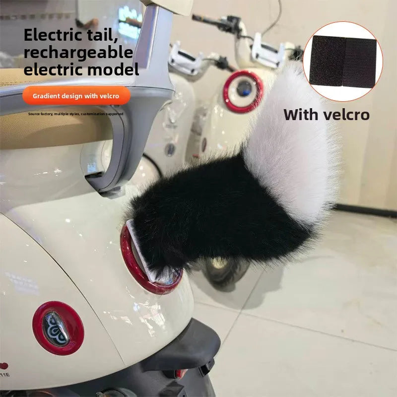 Sound Activated Remote Control Car Tail Moving Wiggling Plush Fox Tail for Vehicle Exterior Decoration Electric Accessory Oasis Select