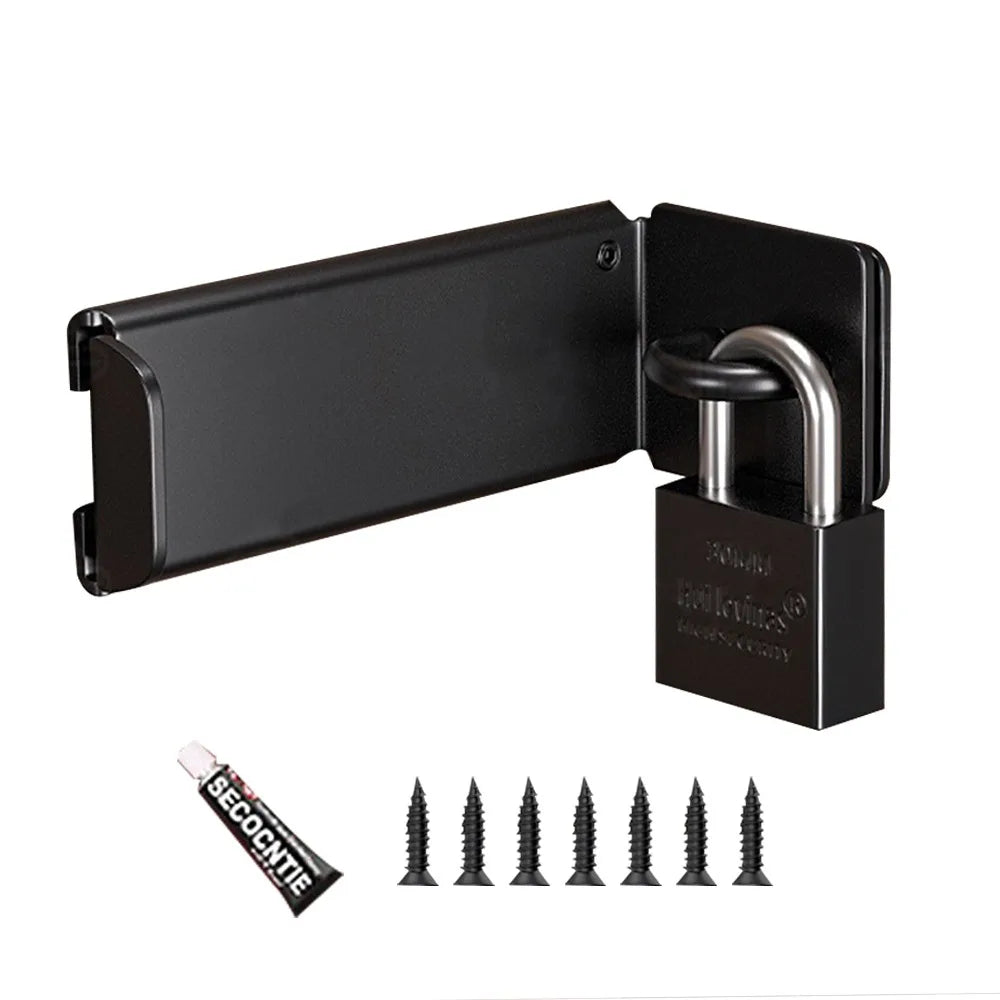 New Stainless Steel Door Clasp Lock 90 Degree Anti-theft Padlock Hasp Right Angle Burglar-proof Door Hasps Door Oasis Select Black Style 1