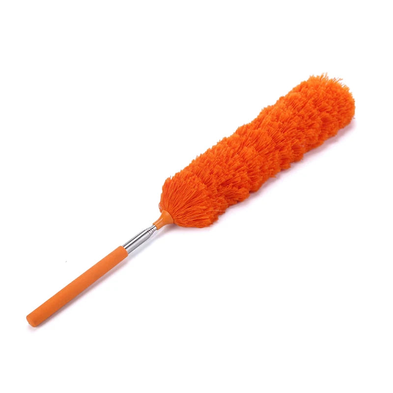 Retractable Duster Stainless Steel Long Handle Dusting Brush Car Household Cleaning Tools Microfiber Dust Brush Oasis Select Orange