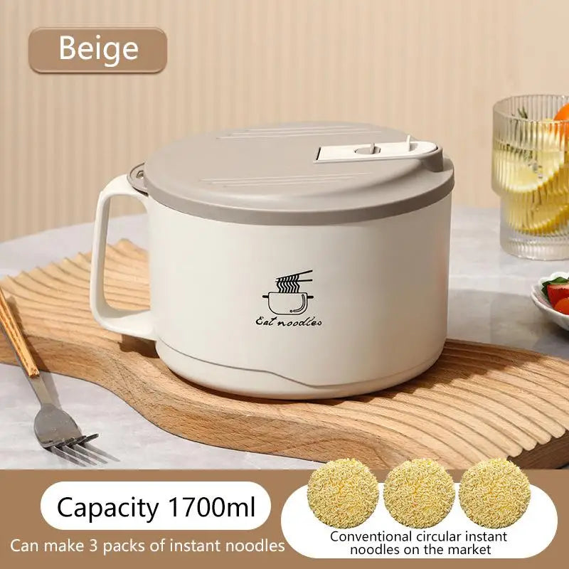 Stainless Steel Noodle Bowl with Lid – Large Capacity