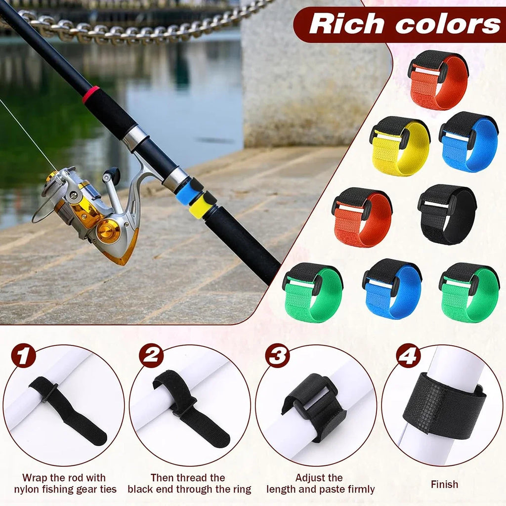 10/20PCs Fishing Rod Tie Strap - Hook & Loop Suspender Fastener for Outdoor Fishing Tools 7.87IN Oasis Select