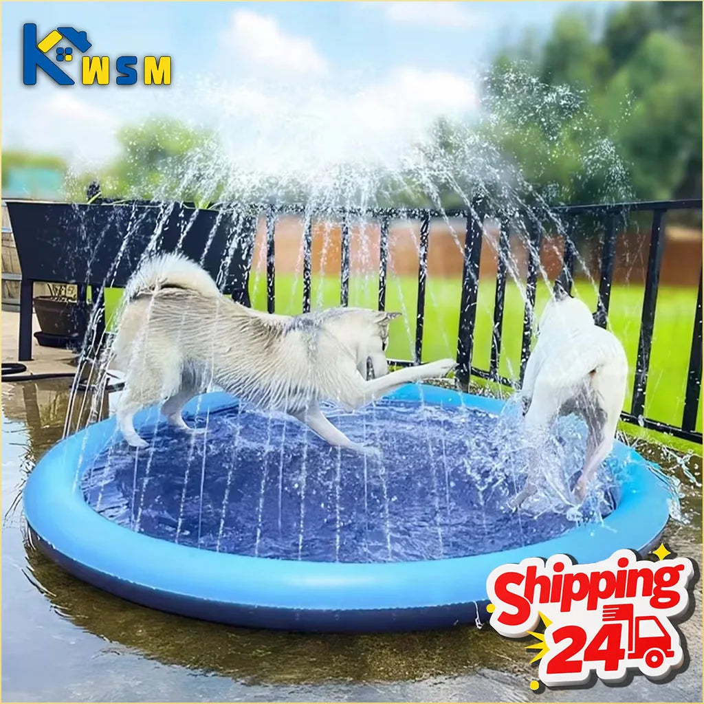 100/150/200cm Inflatable Sprinkler Pad Dog Splash Pool Outdoor Water Play Mat Pet Bathing Pad Summer Fun Cooling Toy for Dogs Oasis Select