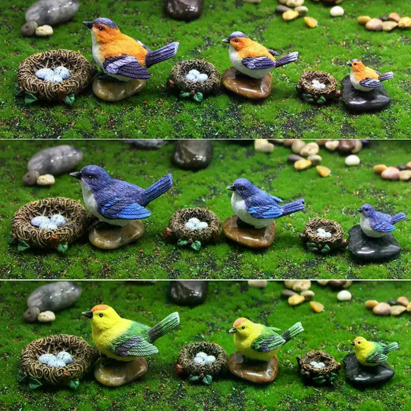 4PCS Mini Bird Figure Model Cartoon Resin Crafts DIY Plant Bonsai Figurines Fairy Garden Dollhouse Miniatures Decor Oasis Select