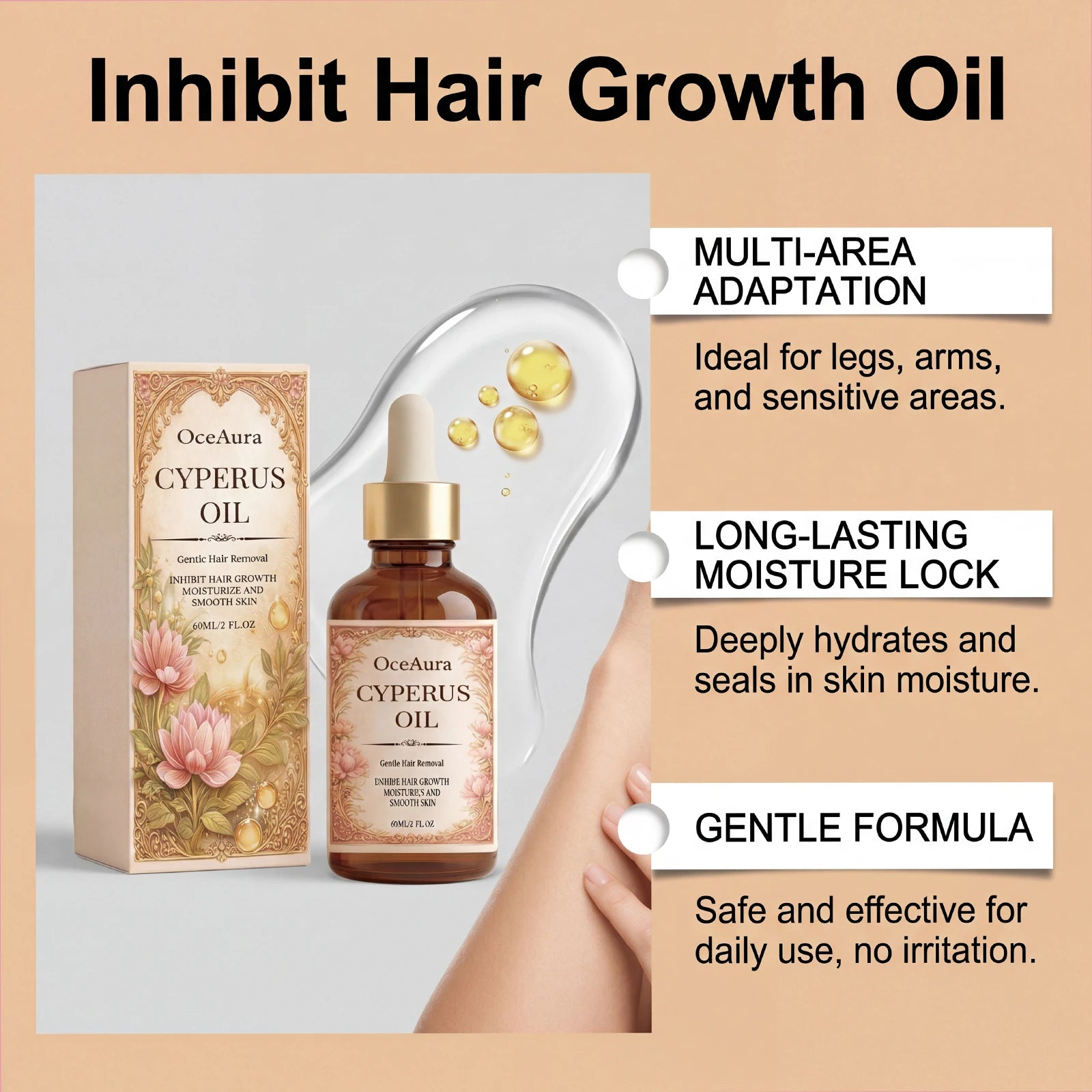 Hair Removal Care Essence Oil – Nourishing Skin Formula Hair Removal Oil Oasis Select