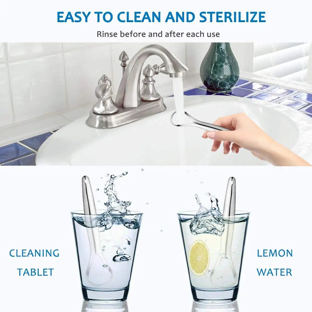 2pcs Tongue Scraper, Stainless Steel Tongue Cleaner Professional Reduce Bad Breath Metal Tongue Scrapers, Improve Oral Hygiene Oasis Select