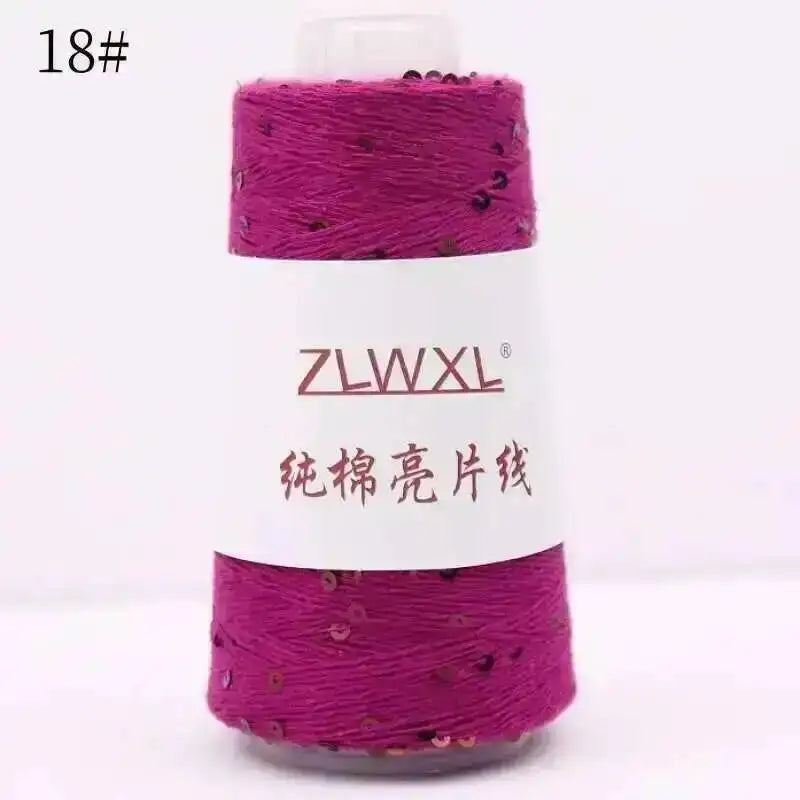Sequin Cotton Yarn DIY Knitted Decoration Hand Crochet 400M