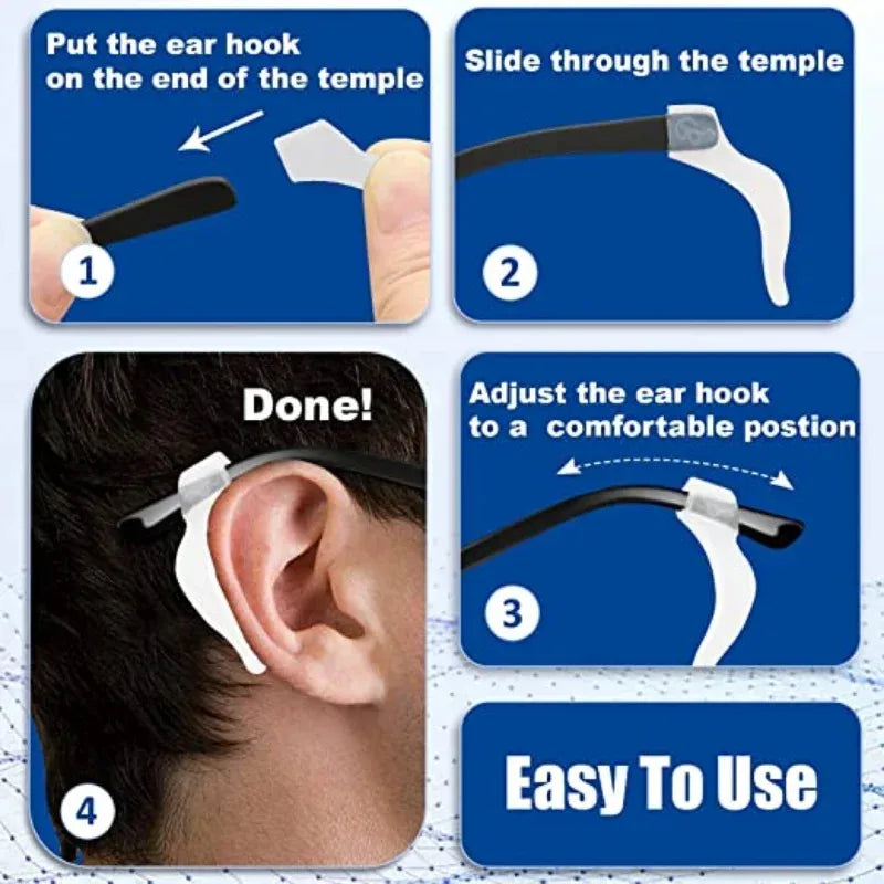10/20/30/40Pairs Silicone Anti-Slip Eyeglass Hooks Comfortable Secure Glasses Holders For Activities Eyewear Accessories Oasis Select