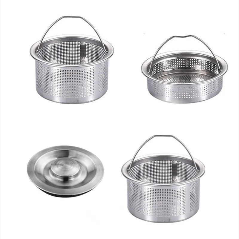 Stainless Steel Kitchen Sink Strainer Plug 99% Sink Drain Cover Filter Basket With Handle Waste Filter Mesh Kitchen Accessories Oasis Select
