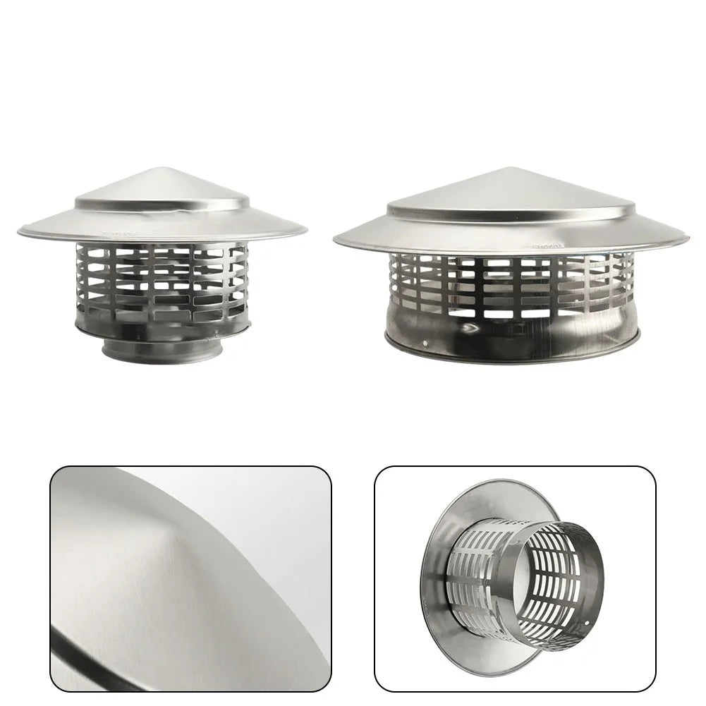 75/200mm Stainles Steel Chimney Cap For Exterior Wall Roof Pipe Exhaust Vent Chimney Exhaust Hood Silver Chimney Cover Oasis Select