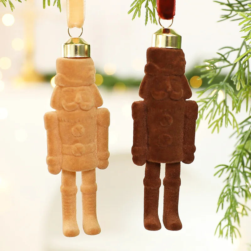Flocked Nutcracker Soldier Christmas Tree Hanging Ornament