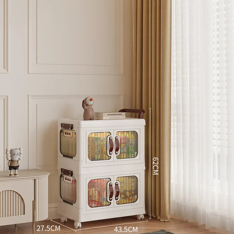 Light luxury cream wind cart storage cabinet, installation-free storage cabinet, double door multi-layer thickened storage box Oasis Select S 2nd floor