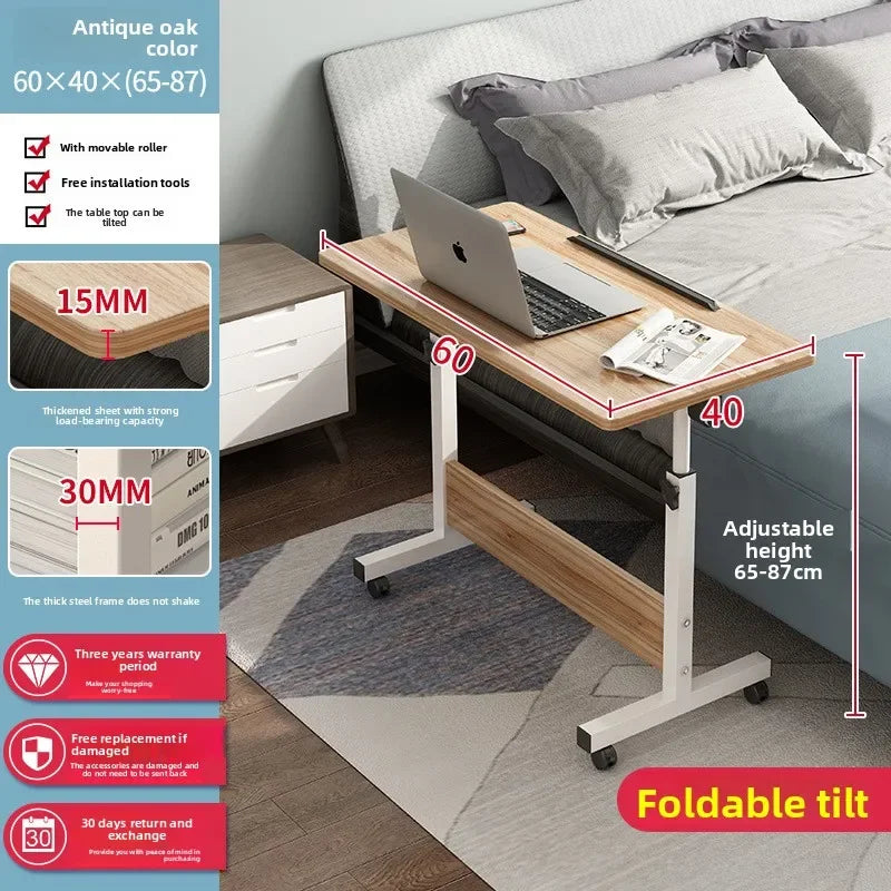 Multi-functional Computer desk Bedside table Mobile lifting small table Household small laptop holder with wheels Durable Oasis Select Ancient Oak 60 40-B