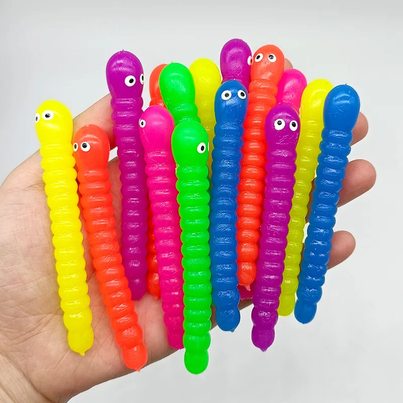 5 Pcs Stretchy Sensory Worm Strings TPR Textured Noodle Pulling Toys for Stress Relief and Relaxation Fidgets for Children Alike Oasis Select