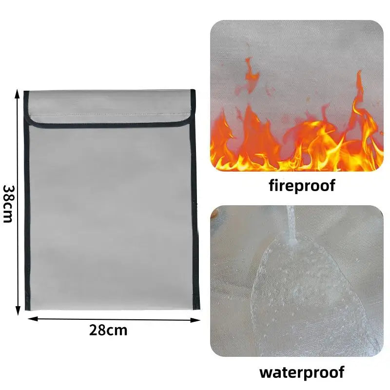 Waterproof Fireproof Document Bag Heat Resistant Large Capacity Safe Pouch for Valuables Cash Travel Emergency Home Use Oasis Select C