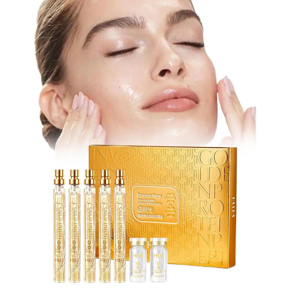 Soluble Face Lifting Threads Collagen Facial Essence Kit - Golden Protein Peptide, Inverse Time Anti-Aging, Skin Firming Care Oasis Select