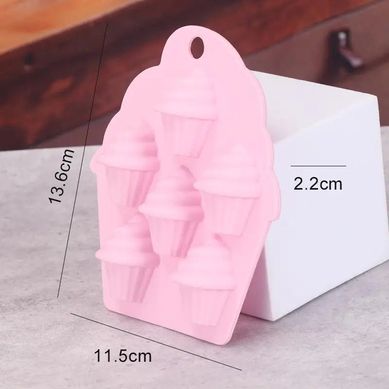 6 Cavity Food Grade Silicone Cupcake Molds Non Stick Surface For Home Baking DIY Dessert Candy Making Oasis Select Pink