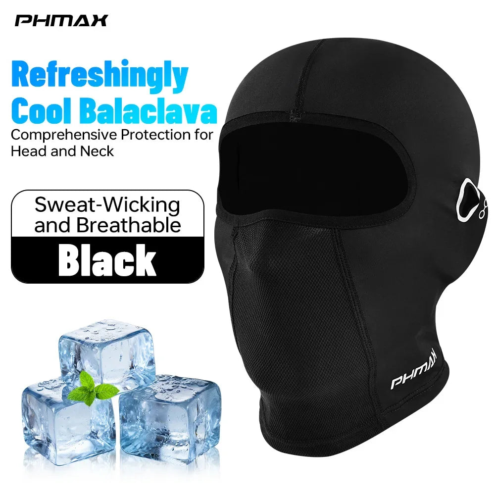 PHMAX Motorcycle Riding Mask UV Protection Breathable Full Face Mask MTB Road Bike Sweat Dust Balaclava Mask Bicycle Headwear Oasis Select Black
