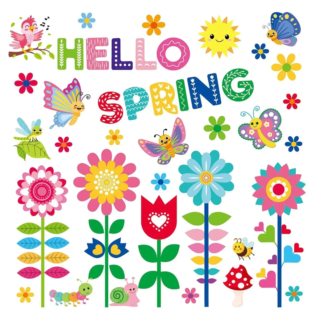 Spring Gel Clings Butterfly Flowers Window Decals Stickers Kids Toddlers Home Airplane Classroom Nursery Summer Party Decoration Oasis Select As Shown China Mainland