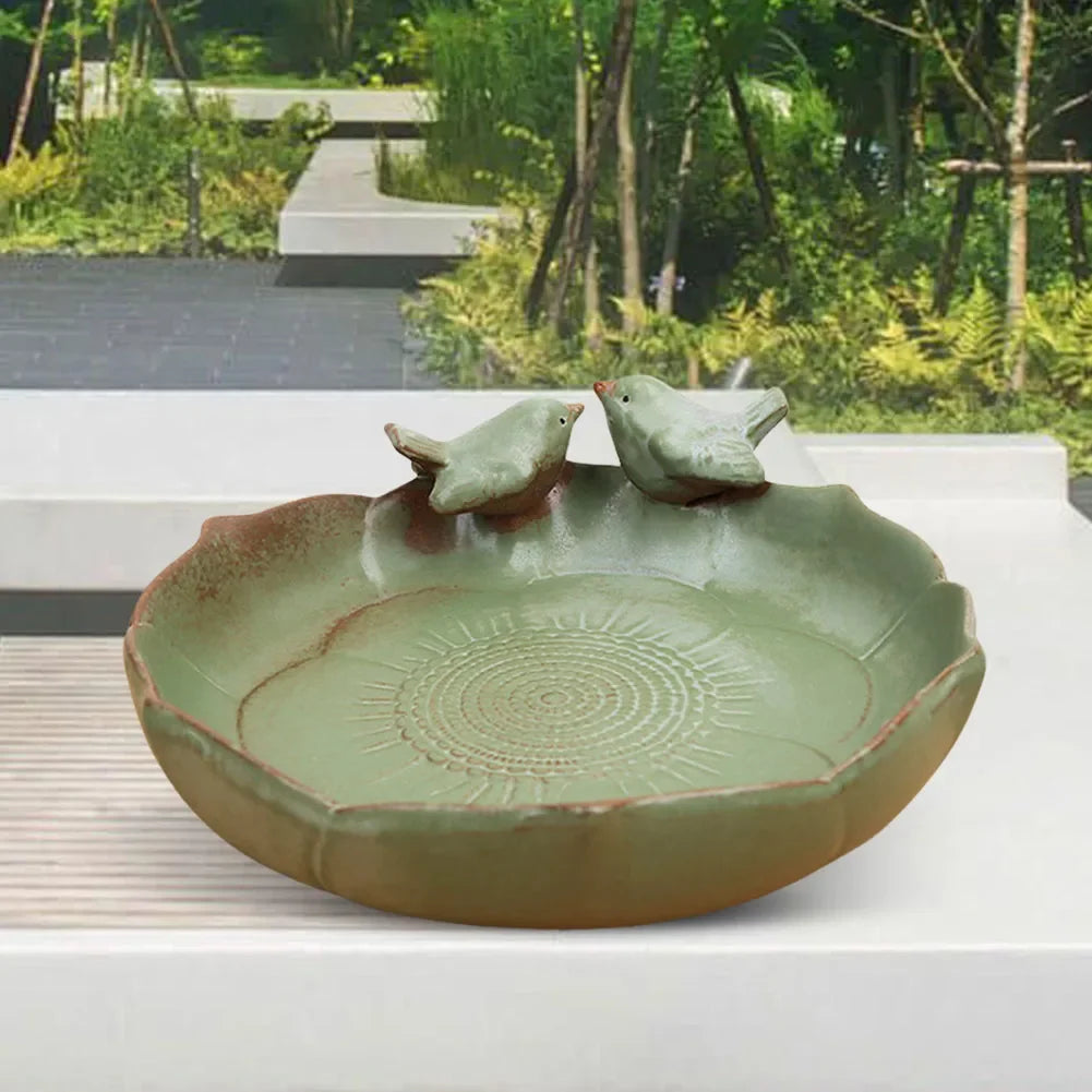 Ceramic Birdbath Bowl & Hummingbird Feeder | Garden Décor Ceramic Birdbath Feeder Oasis Select