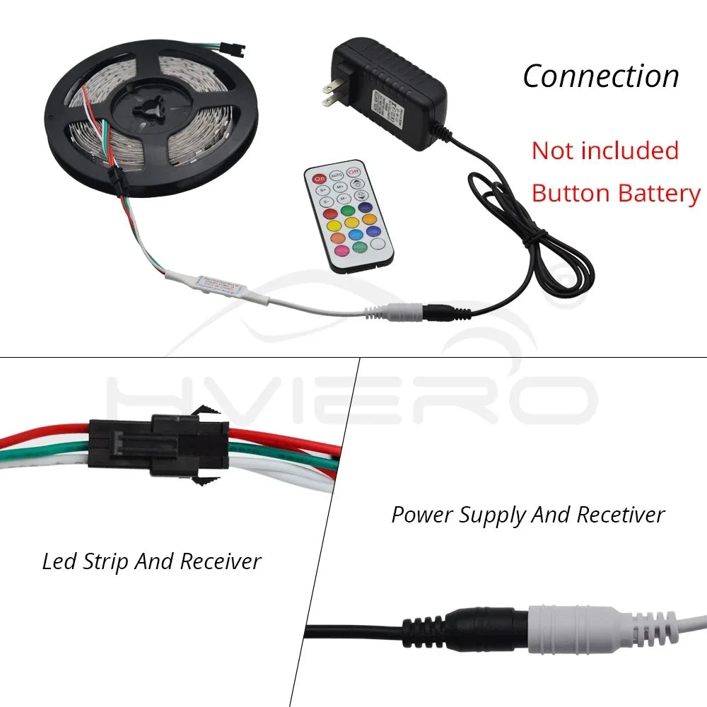 WS2811 RGB LED Strip 5M DC 12V SMD5050 Addressable | HVIERO