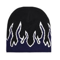 Knitted hat, hip-hop flame jacquard hat, cross-border winter warm and cold hat, brimless pullover hat, trendy and cool Oasis Select Navy Blue