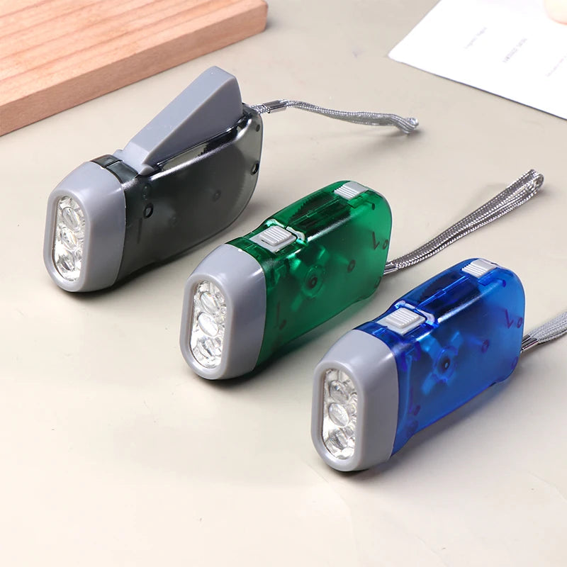 Hand Crank Dynamo LED Flashlight – Battery-Free Mini Torch
