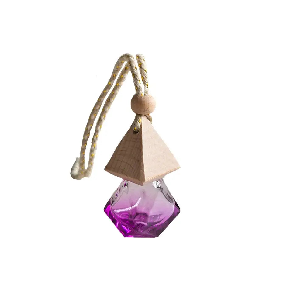 Car Perfume Bottle Perfume Pendant Household Storage Bottle Air Freshener with Flower for Essential Oils Auto Ornament Oasis Select purple