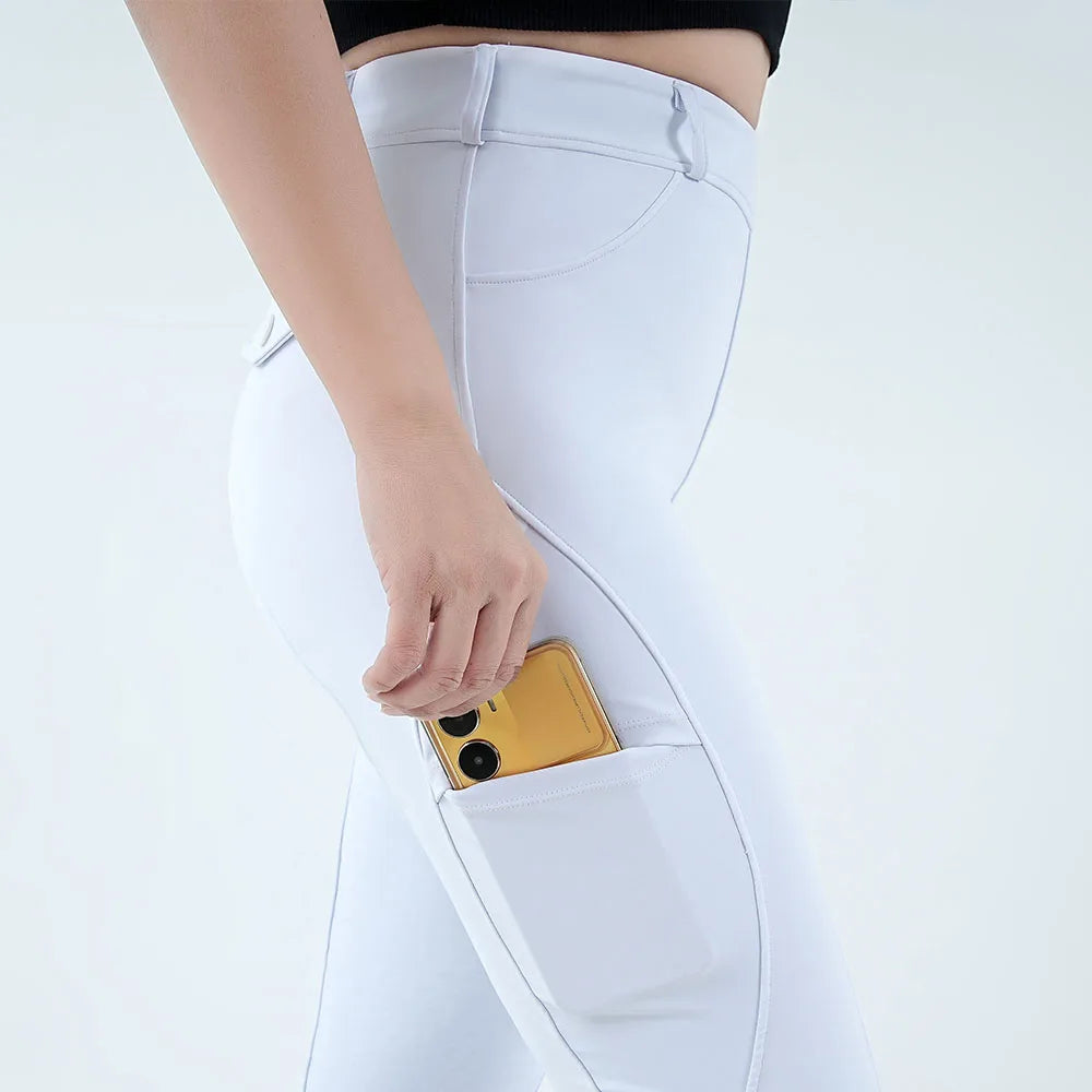 Women's Horse Riding Pants Full-Seat Breeches Equestrian Schooling Tights Outdoor Sportswear Knight Equipment Clothes Oasis Select white color L