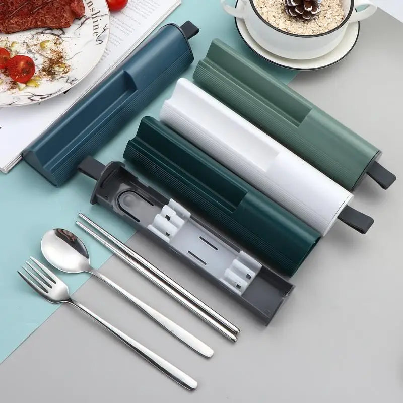 Travel Utensils Set made of 304 Stainless Steel; Reusable Flatware for Camping; Includes Spoon, Fork, Chopsticks, and Case Oasis Select