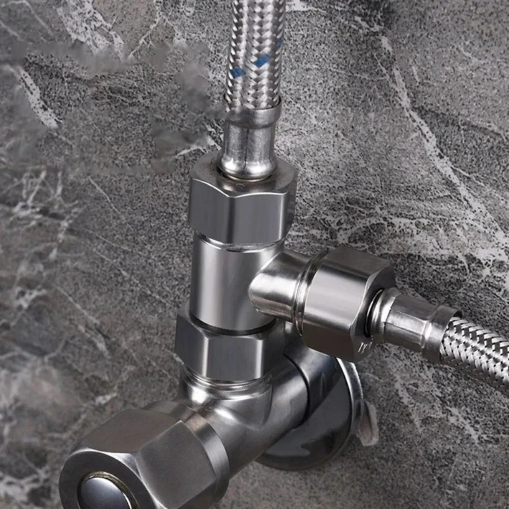 Stainless Steel G1/2 3 Way T-Adapter Bathroom Shower Faucet Water Splitter Toilet Shower Valve Spray Nozzle Converter Oasis Select