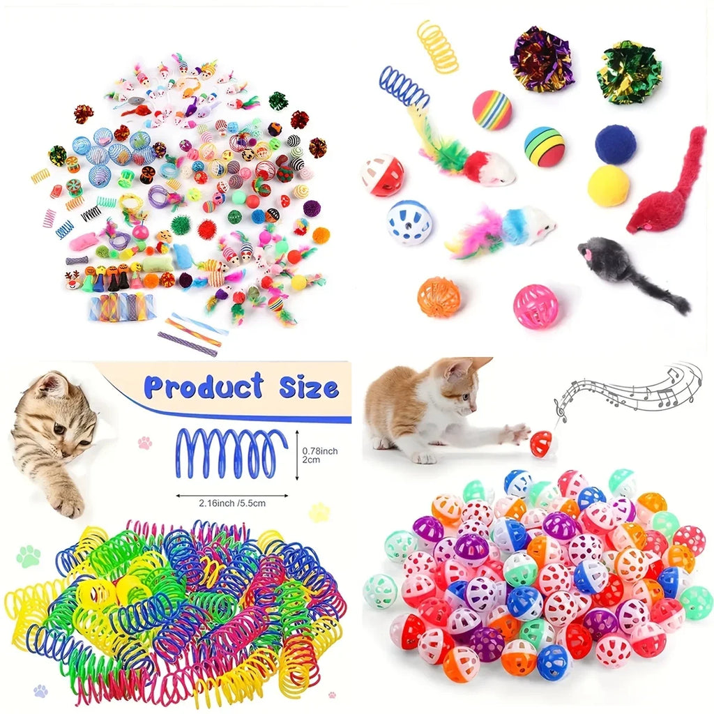 21/14pcs Interactive Cat Toys Pet Cat Toys Combination Set Kitten Toys Variety Pack- Cat Toy Sisal Mouse Bell Ball Cat Supplies Oasis Select