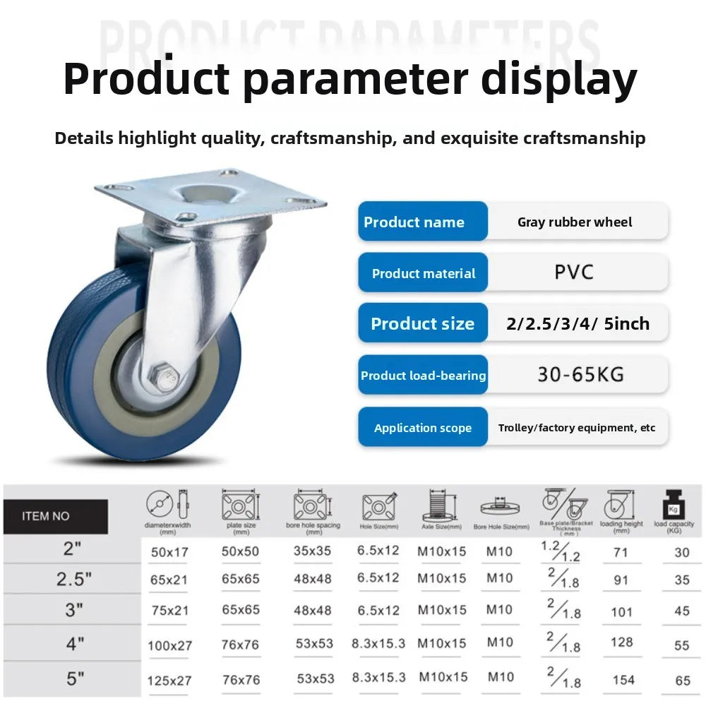 Custom 3 Inch Universal Wheel Brake Gray Rubber Wheel 4 Inch Industrial Caster Cart Pulley Roller Roller Rack Silent Wheel Oasis Select