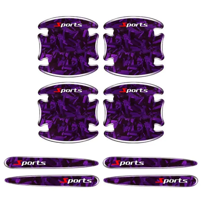 8PCS Car Door Handle Anti- Sticker Carbon Fibre Car Door Bowl Handle Protector Paint Protection Decorative Cover Oasis Select Purple