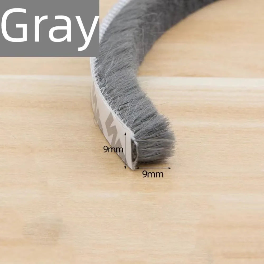 New 10Meters Sealing Strip Self-adhesive White Grey Wind-proof Brush Strip Sound Insulation Dust Strip Soundproof Dustproof Oasis Select Gray 9x9mm